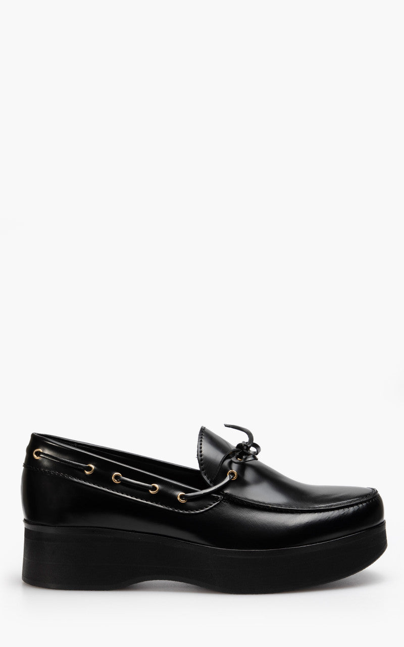 Stefan Cooke Platform Deck Shoes Black Leather
