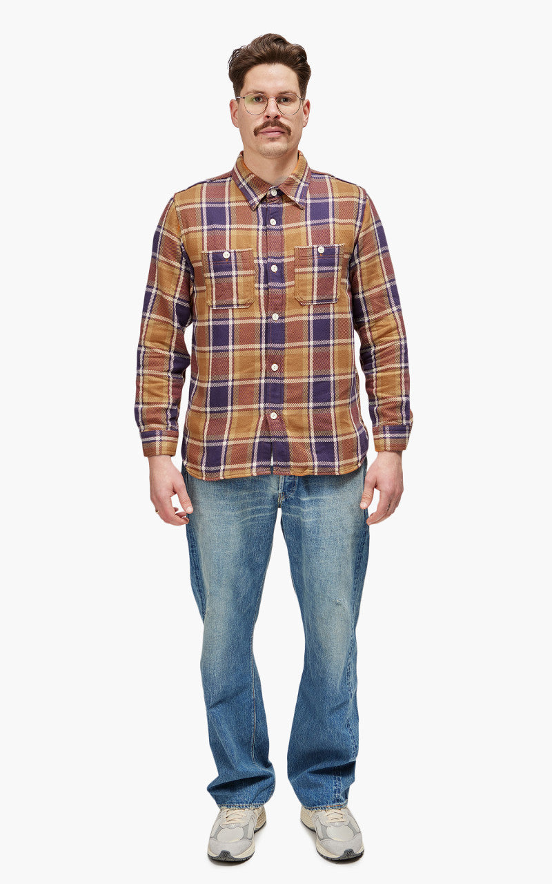 Fullcount 4070 Original Check Flannel Shirt Dull Orange