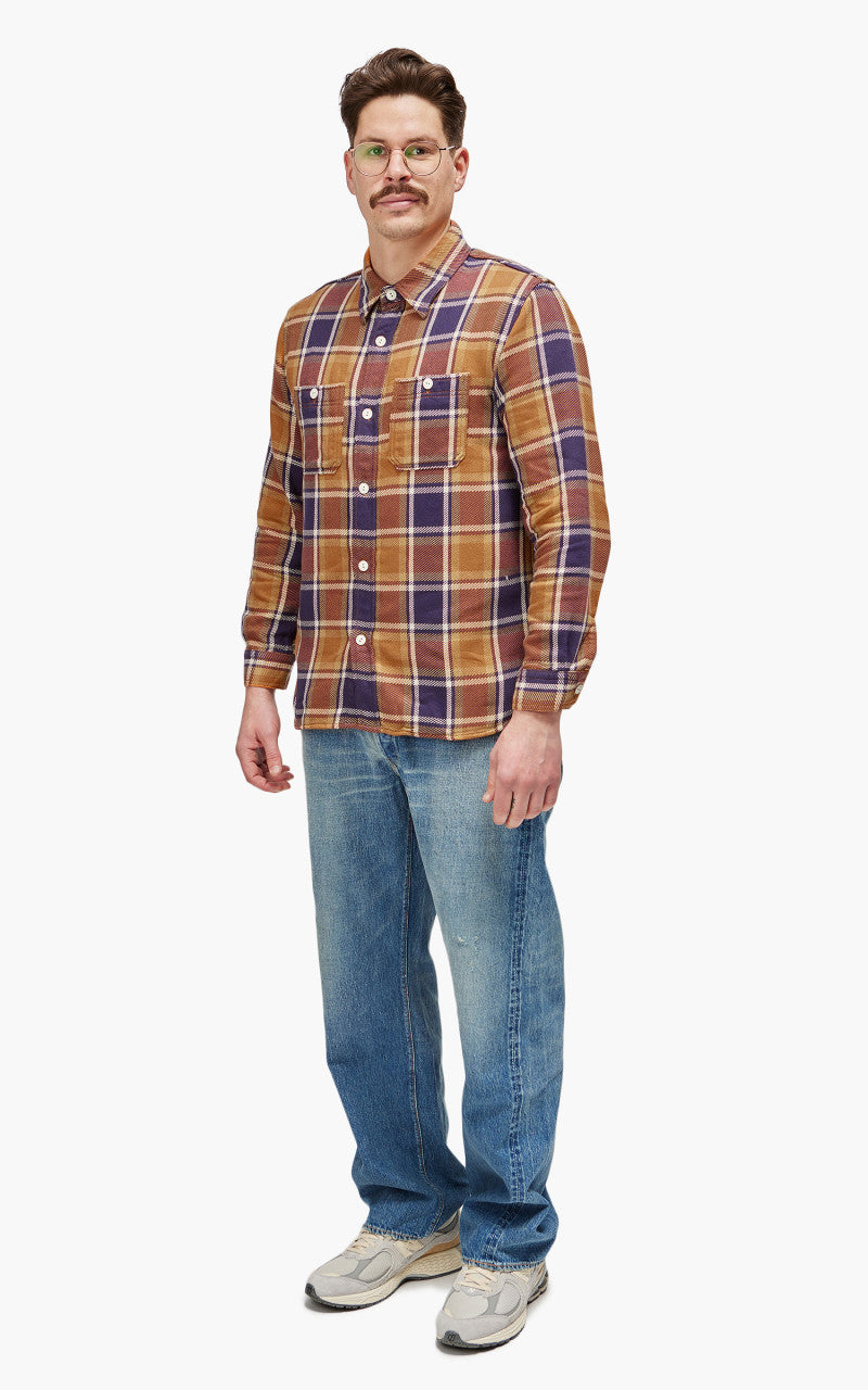 Fullcount 4070 Original Check Flannel Shirt Dull Orange