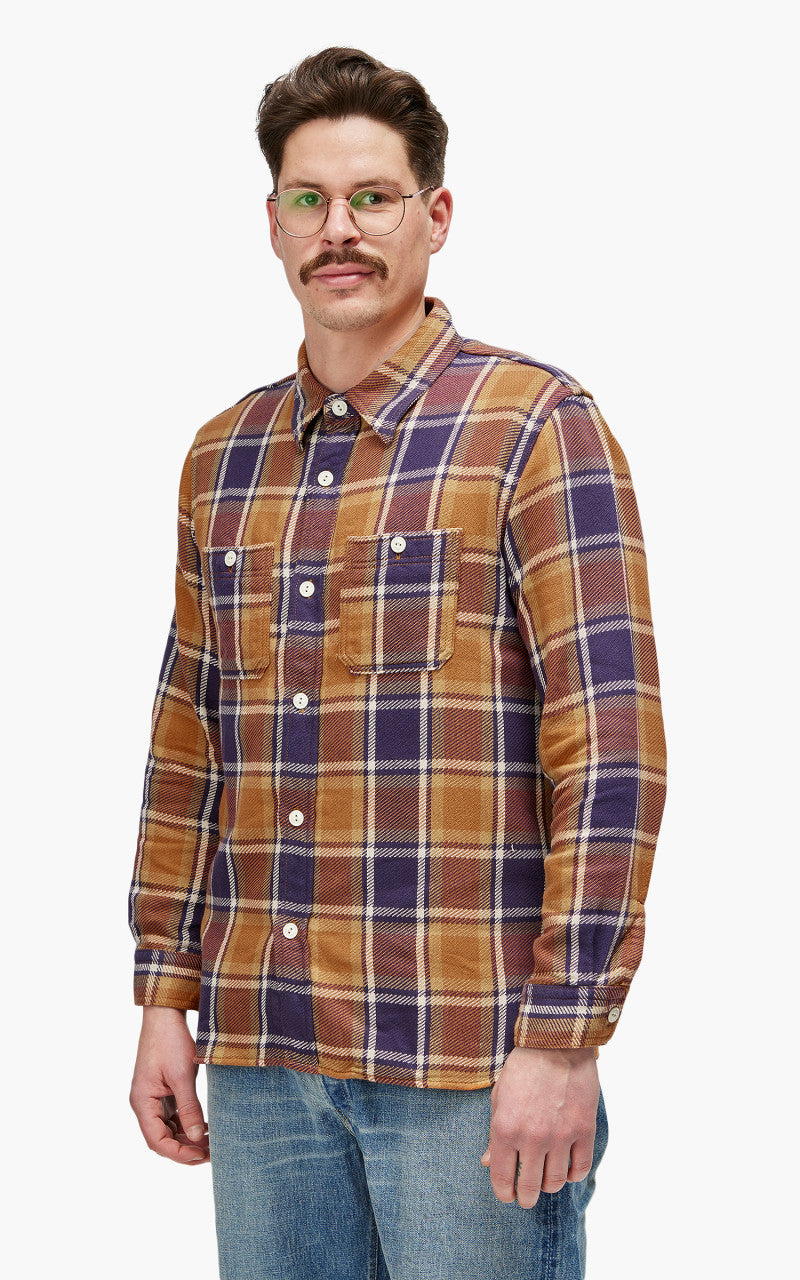 Fullcount 4070 Original Check Flannel Shirt Dull Orange