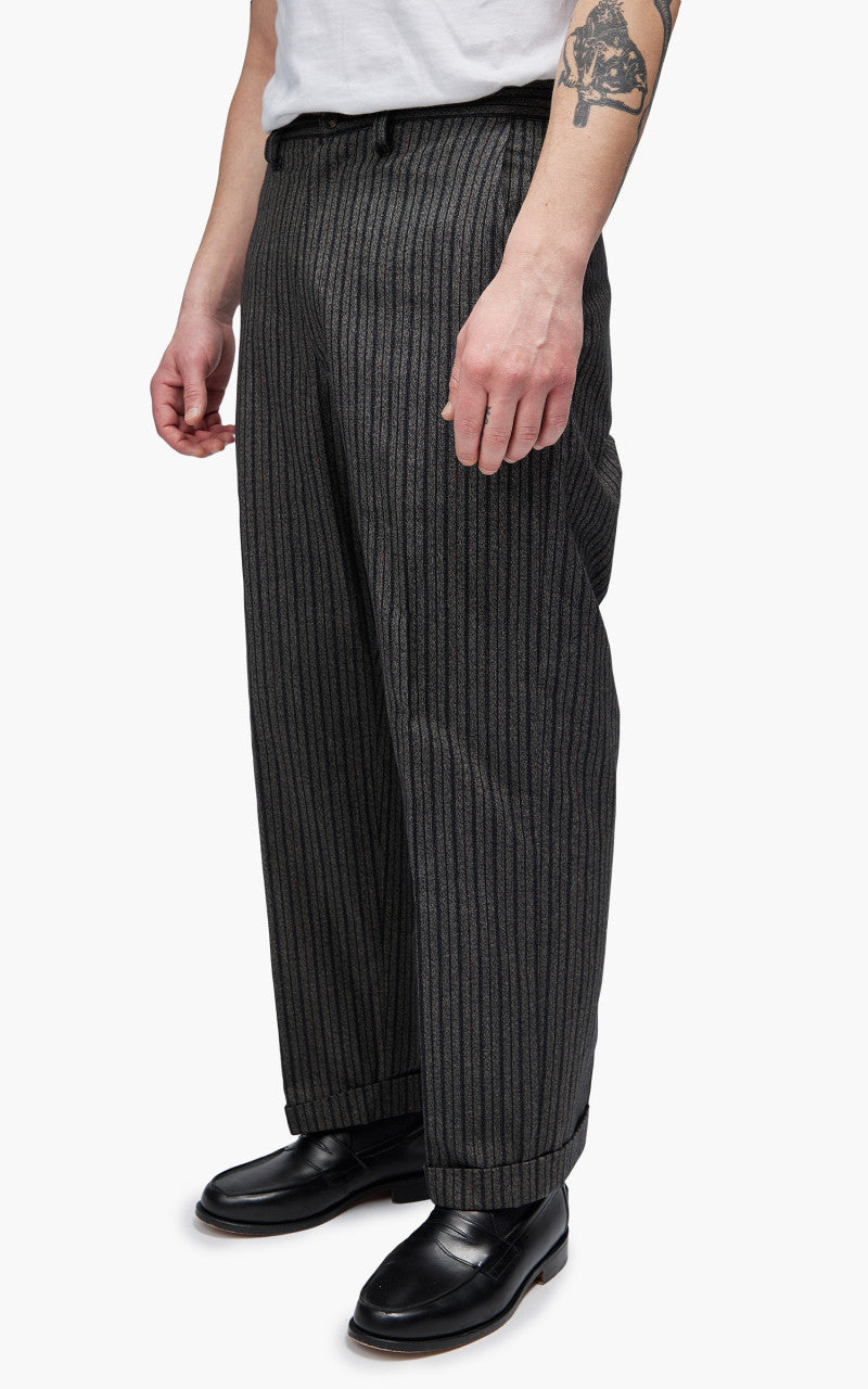Fullcount 1128 Schonherr Weaving Cloth Farmers Trouser Charcoal Altanate Stripe
