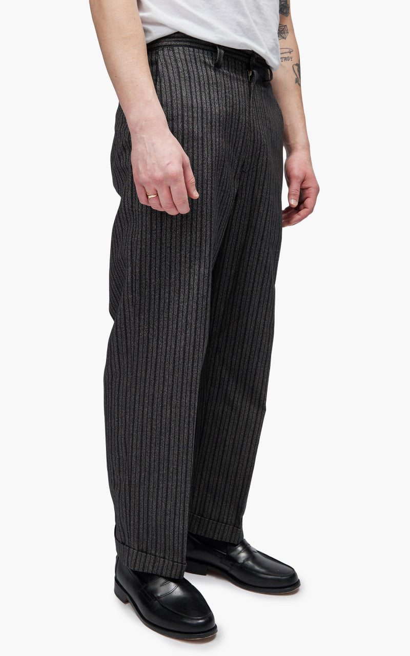 Fullcount 1128 Schonherr Weaving Cloth Farmers Trouser Charcoal Altanate Stripe