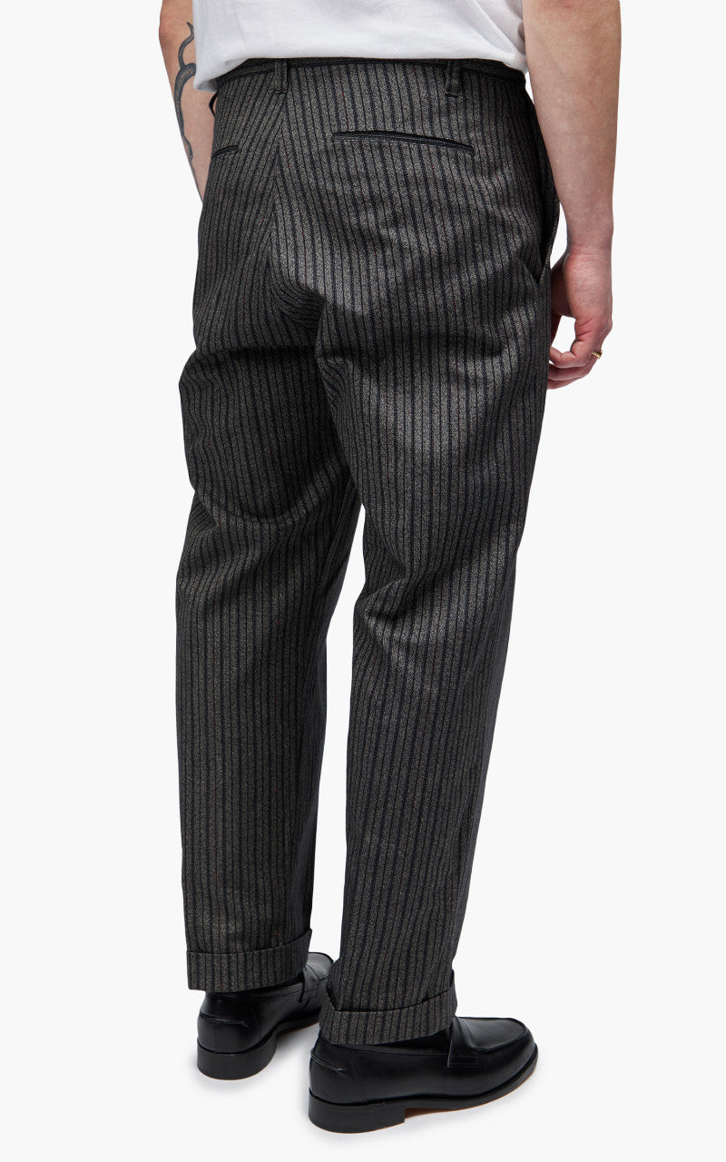 Fullcount 1128 Schonherr Weaving Cloth Farmers Trouser Charcoal Altanate Stripe