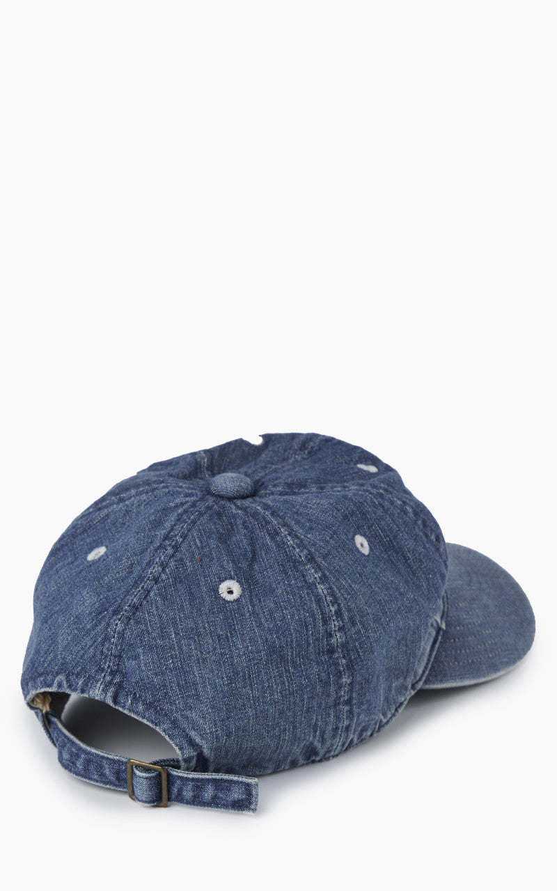 Fullcount 6 Panel Denim Baseball Cap 'F' Patch Indigo Blue