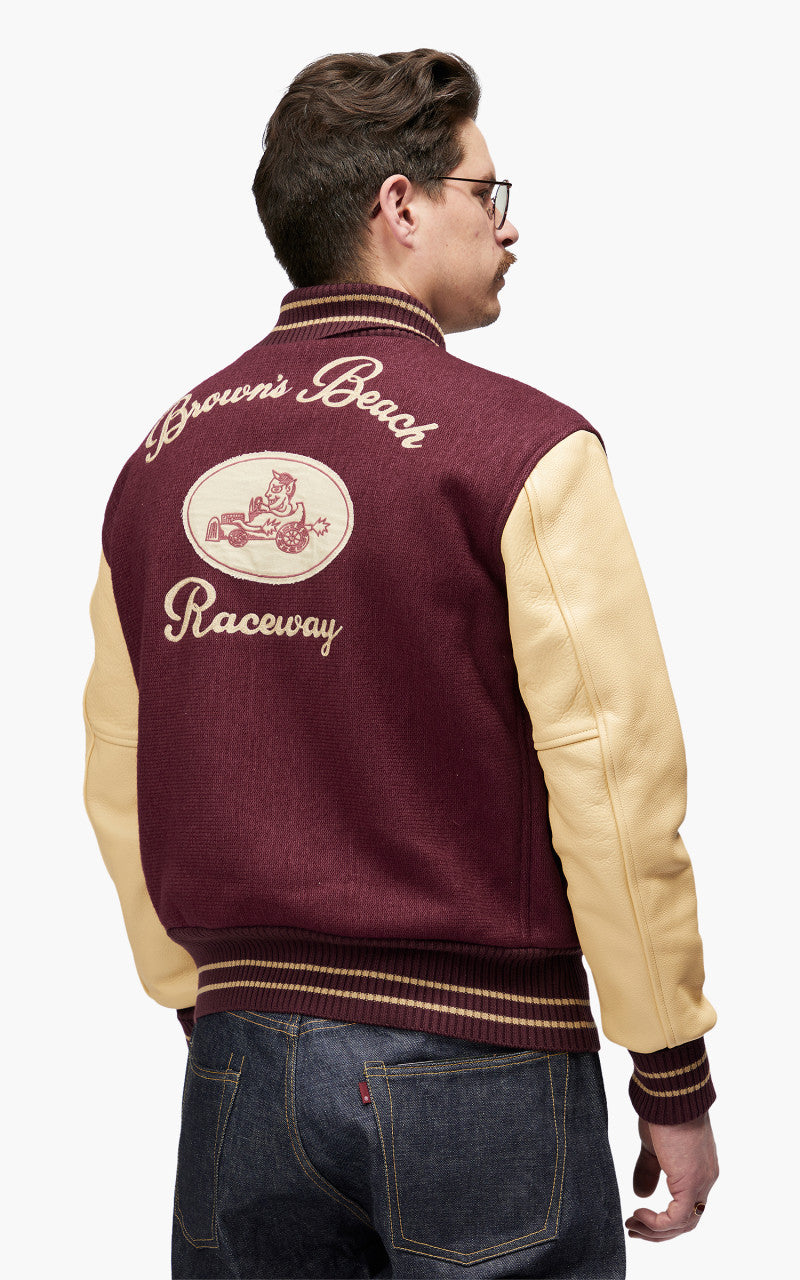 Fullcount BBJ-021 Brown´s Beach Varsity Jacket Burgundy "30th Anniversary"