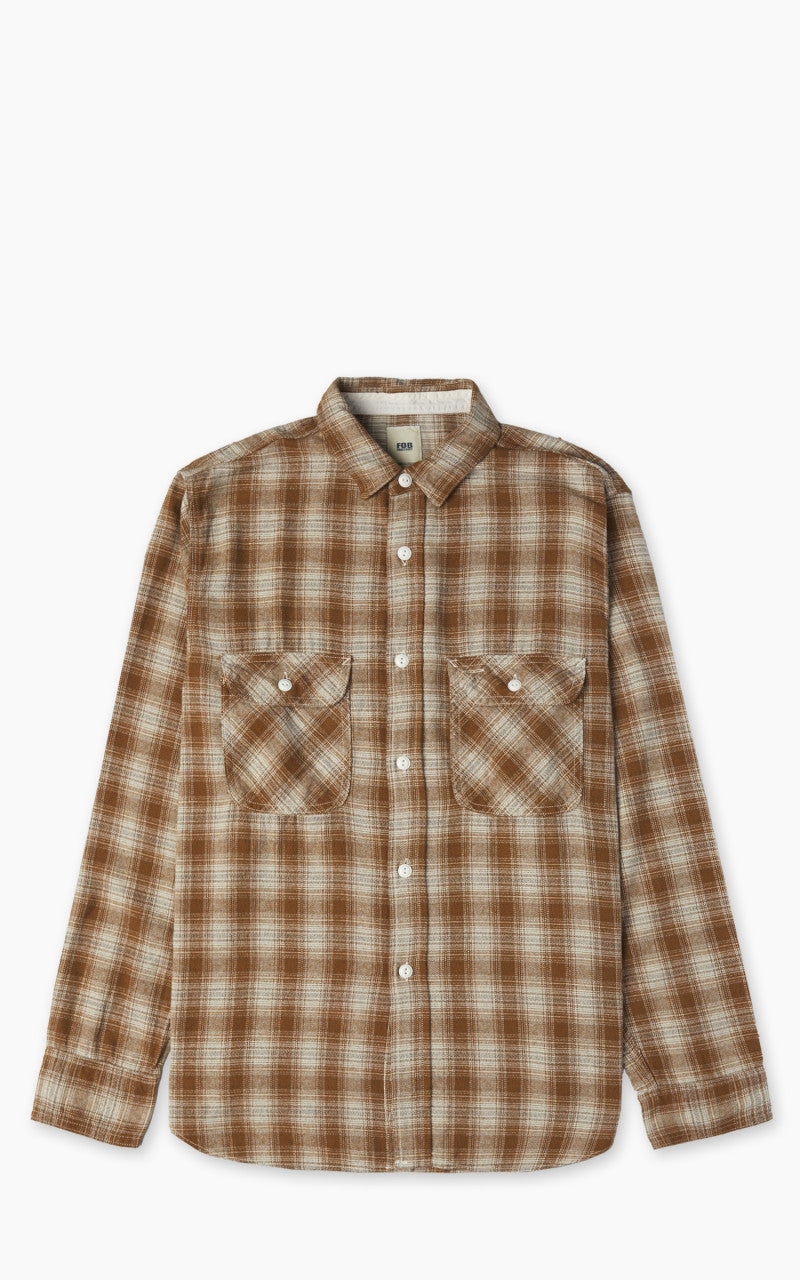 FOB Factory F3503 Nel Work Shirt Ombre Checked Khaki