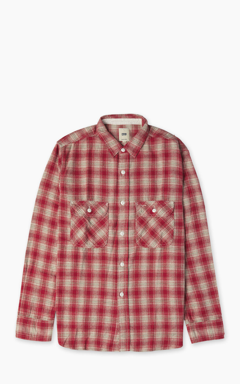 FOB Factory F3503 Nel Work Shirt Ombre Checked Red