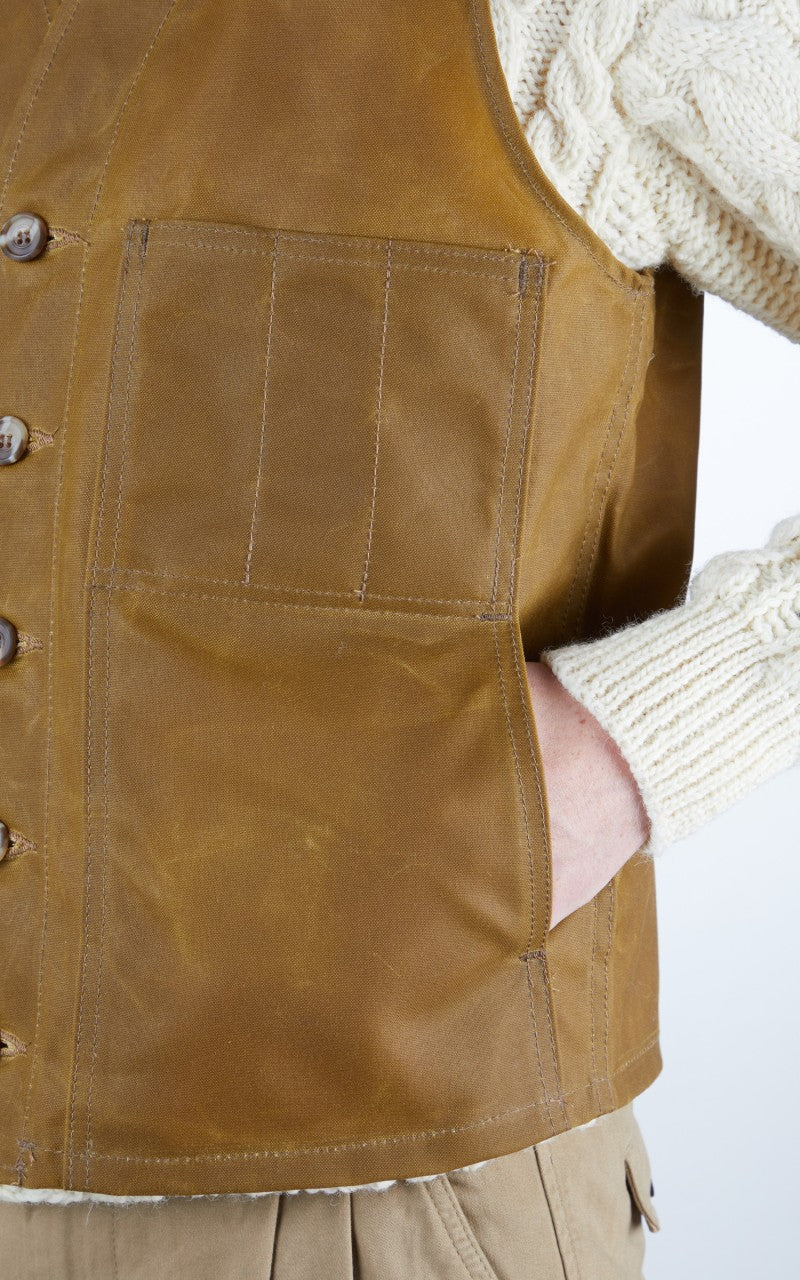 Filson Oil Tin Cloth Vest Dark Tan