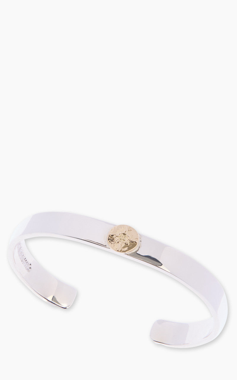 First Arrow's BR-009 Flat Hammered Bungle Silver With K18