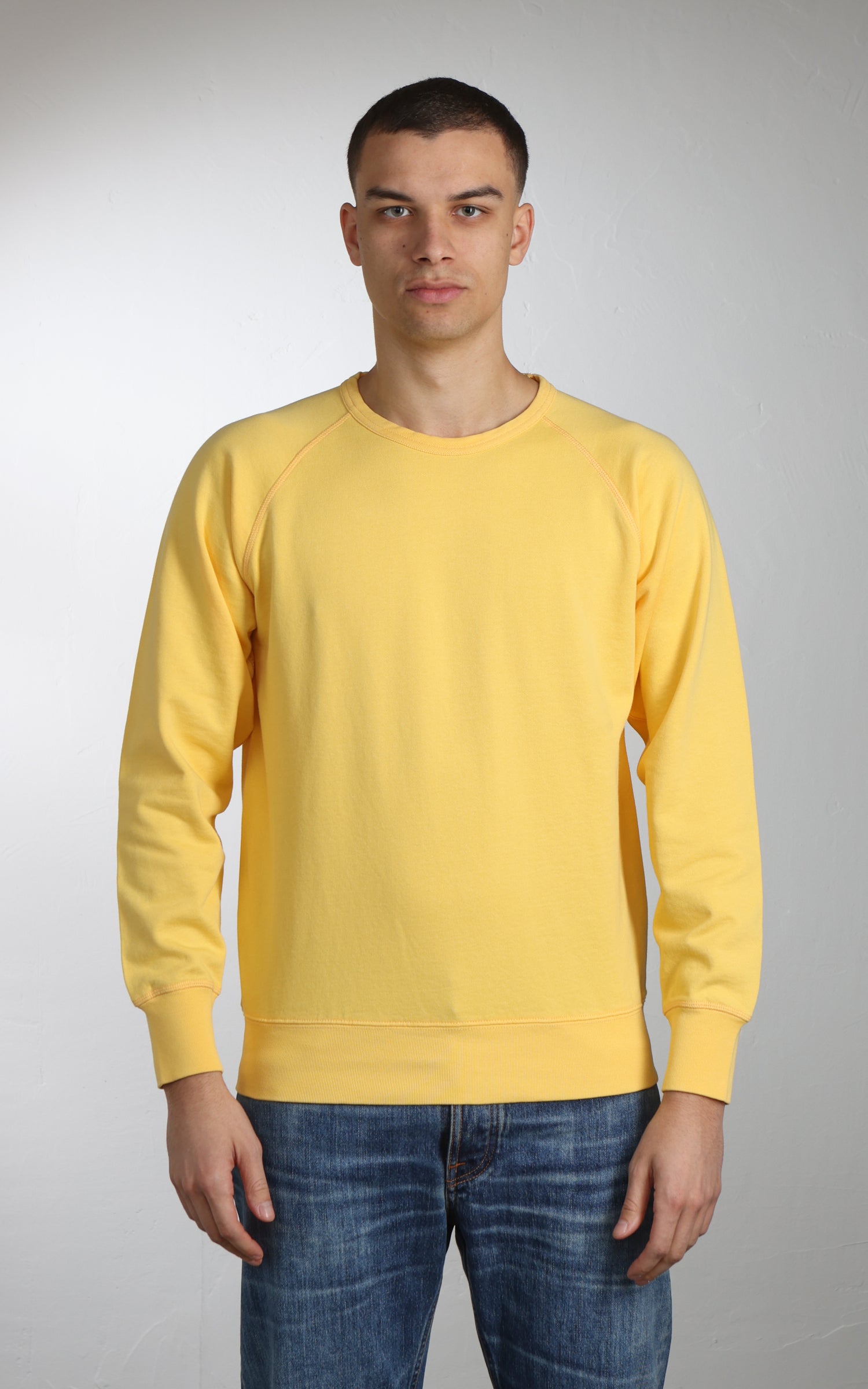 Flea-T Sweatshirt Plain Pigment Dyed Yellow