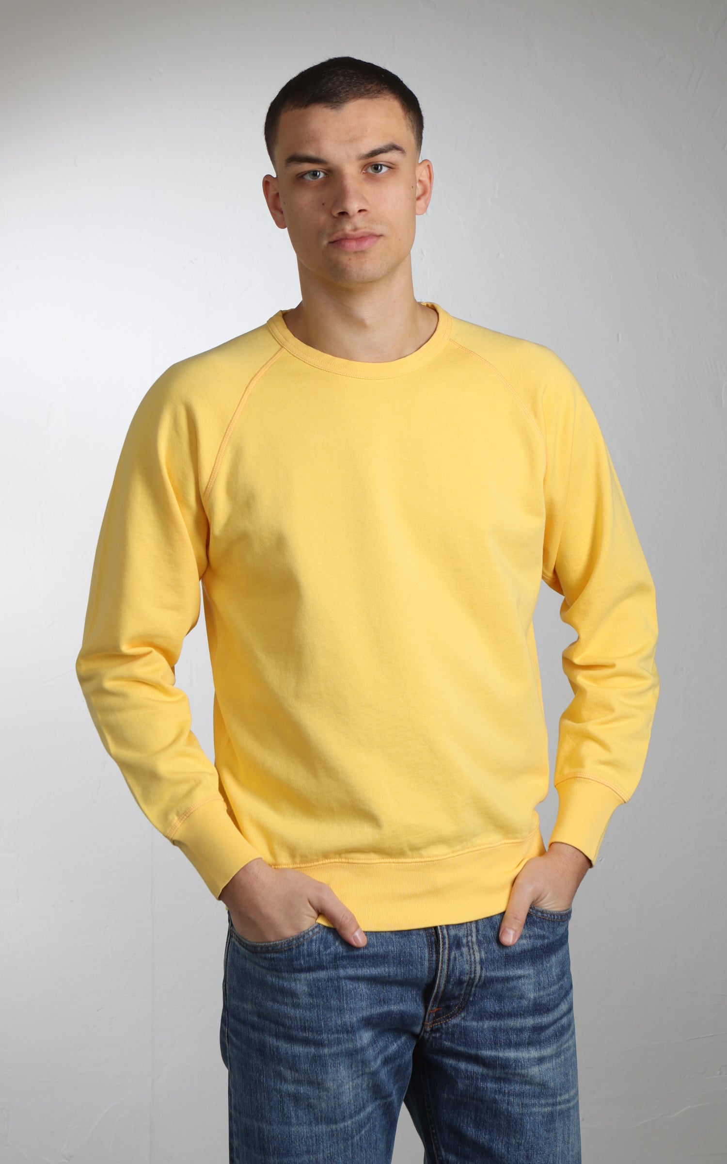 Flea-T Sweatshirt Plain Pigment Dyed Yellow