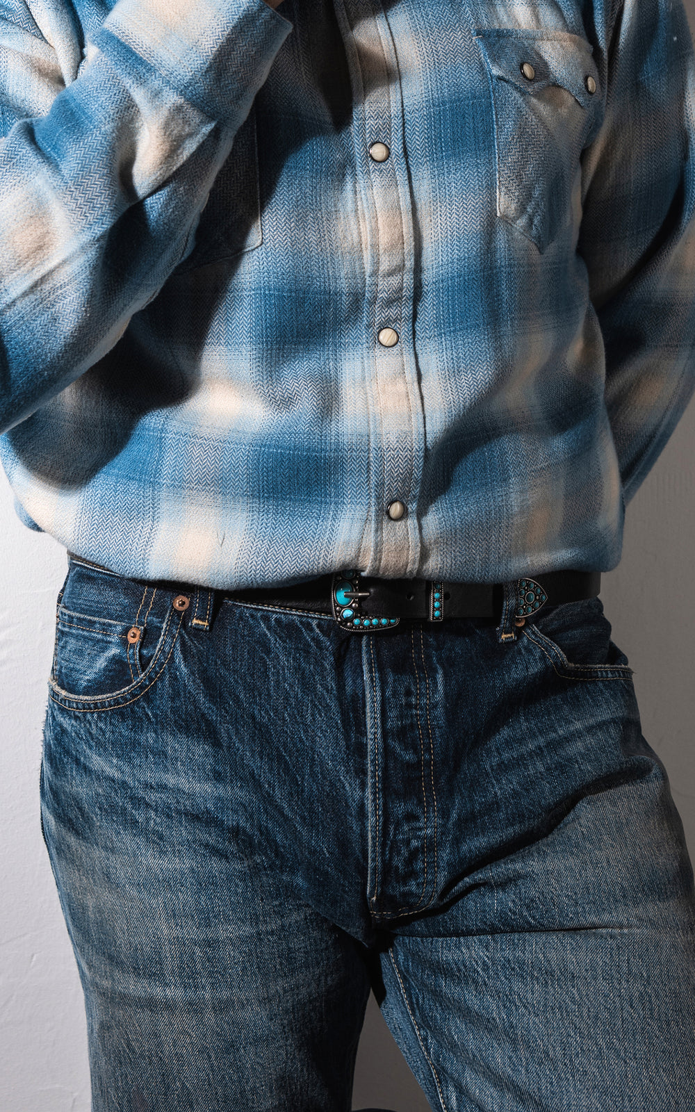 Fortela Josh Western Shirt Plaid Light Blue