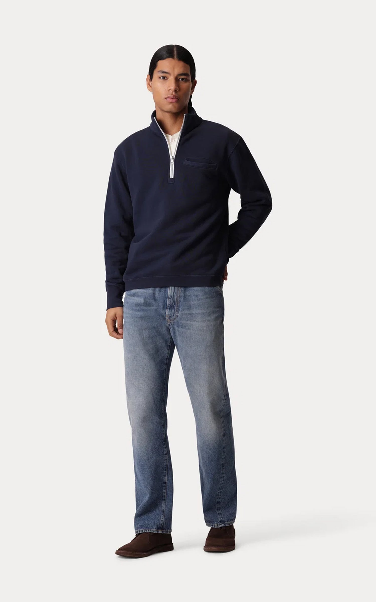 Fortela Princeton Brushed Jersey Sweatshirt Zipper Blue