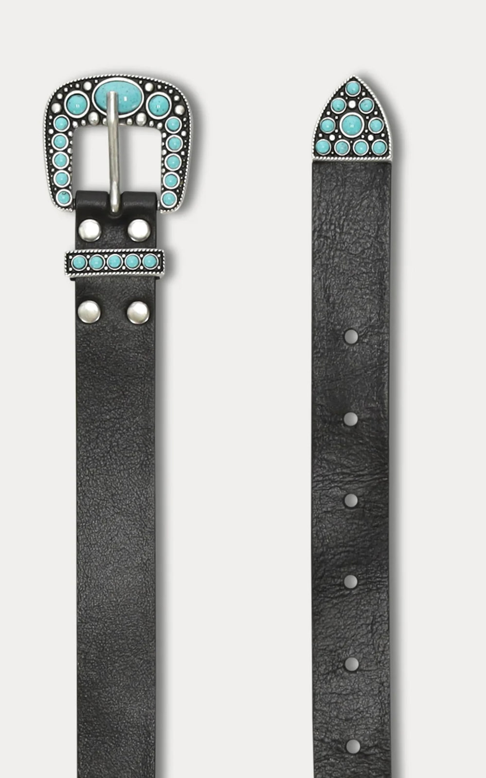Fortela Thelma Calfskin Belt Turquoise Black