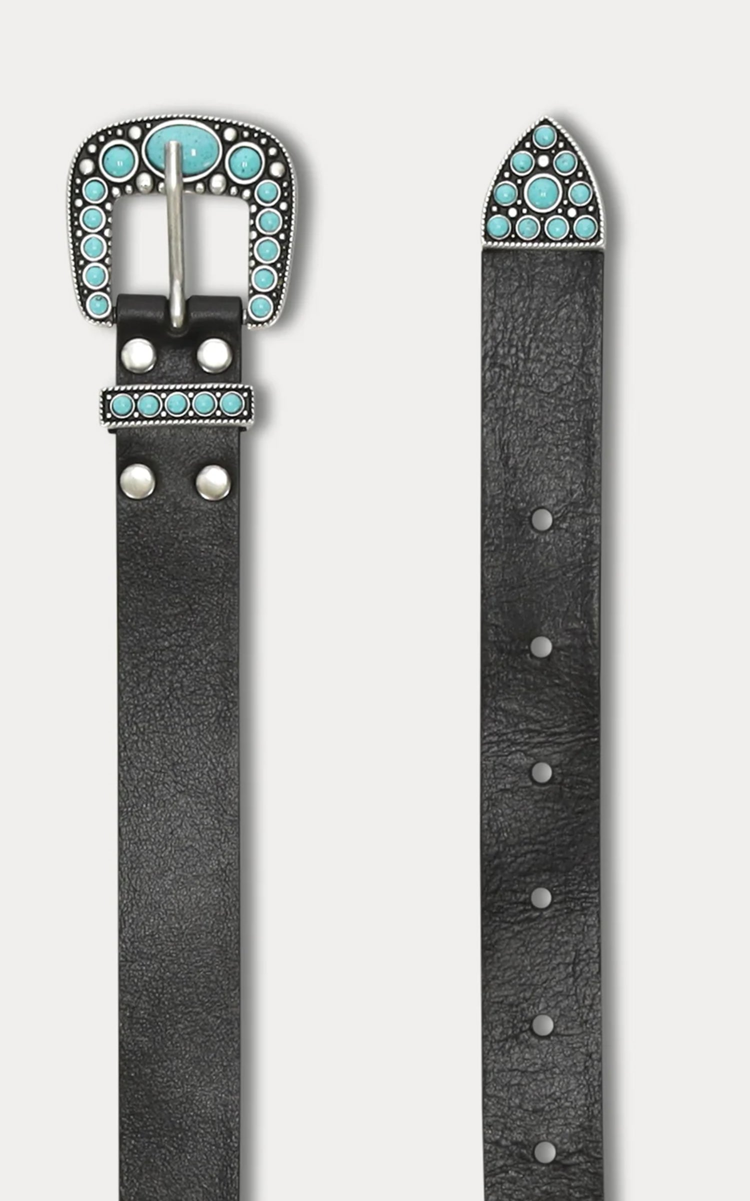 Fortela Thelma Calfskin Belt Turquoise Black