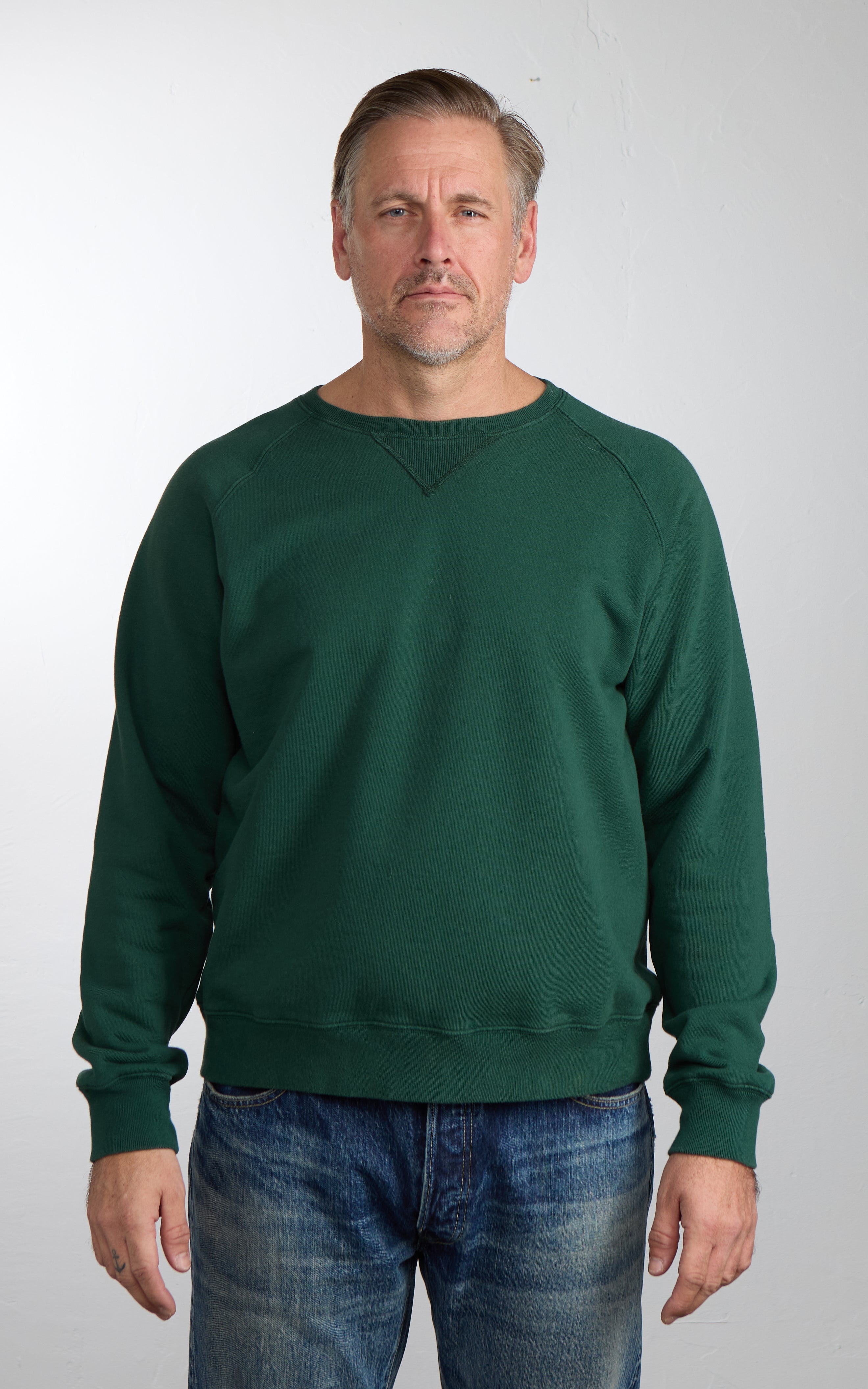 Fortela Harvard Crewneck Fleece Sweatshirt Bottle Green