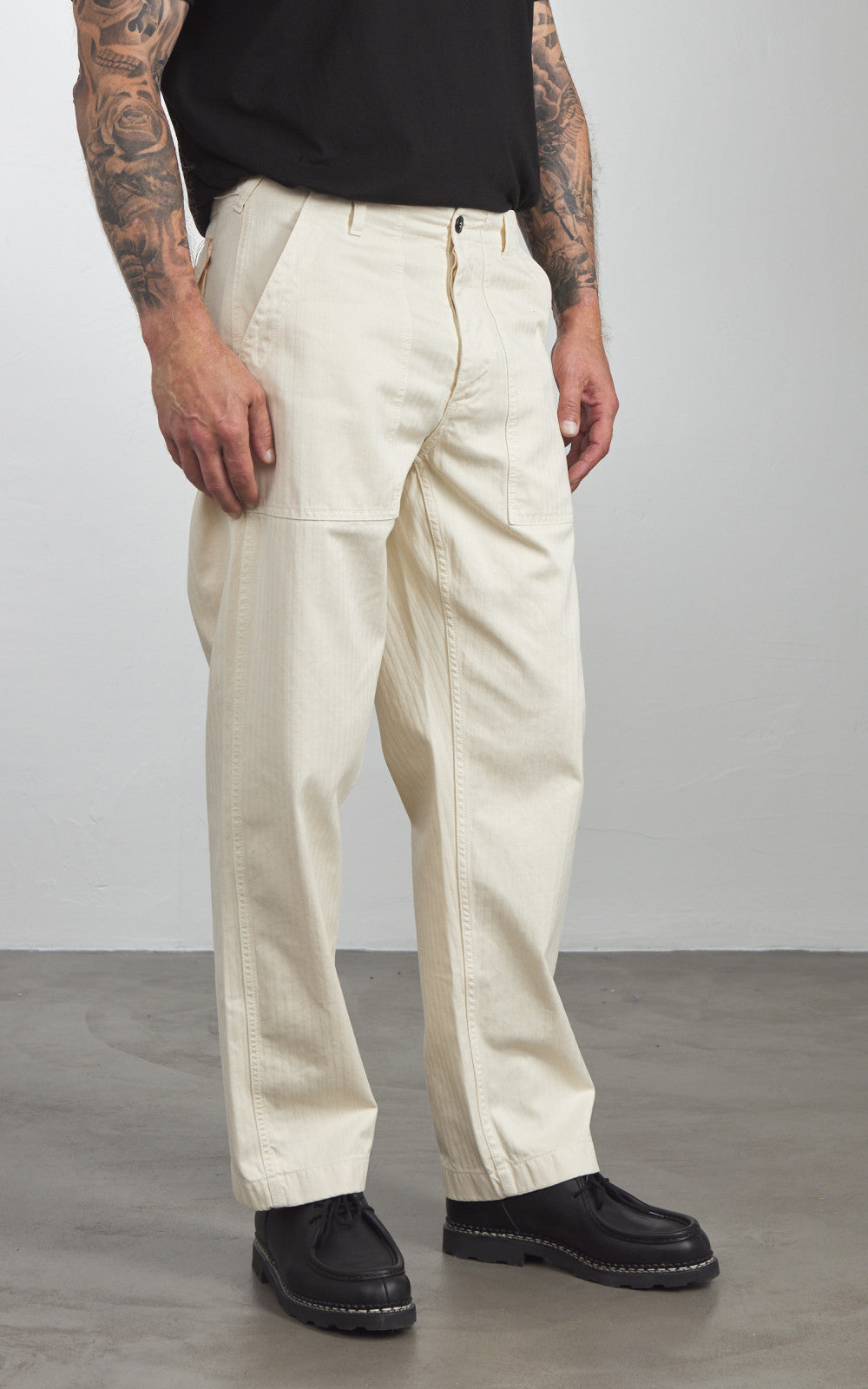 Fortela New Fatigue Pants Herringbone Green Off White