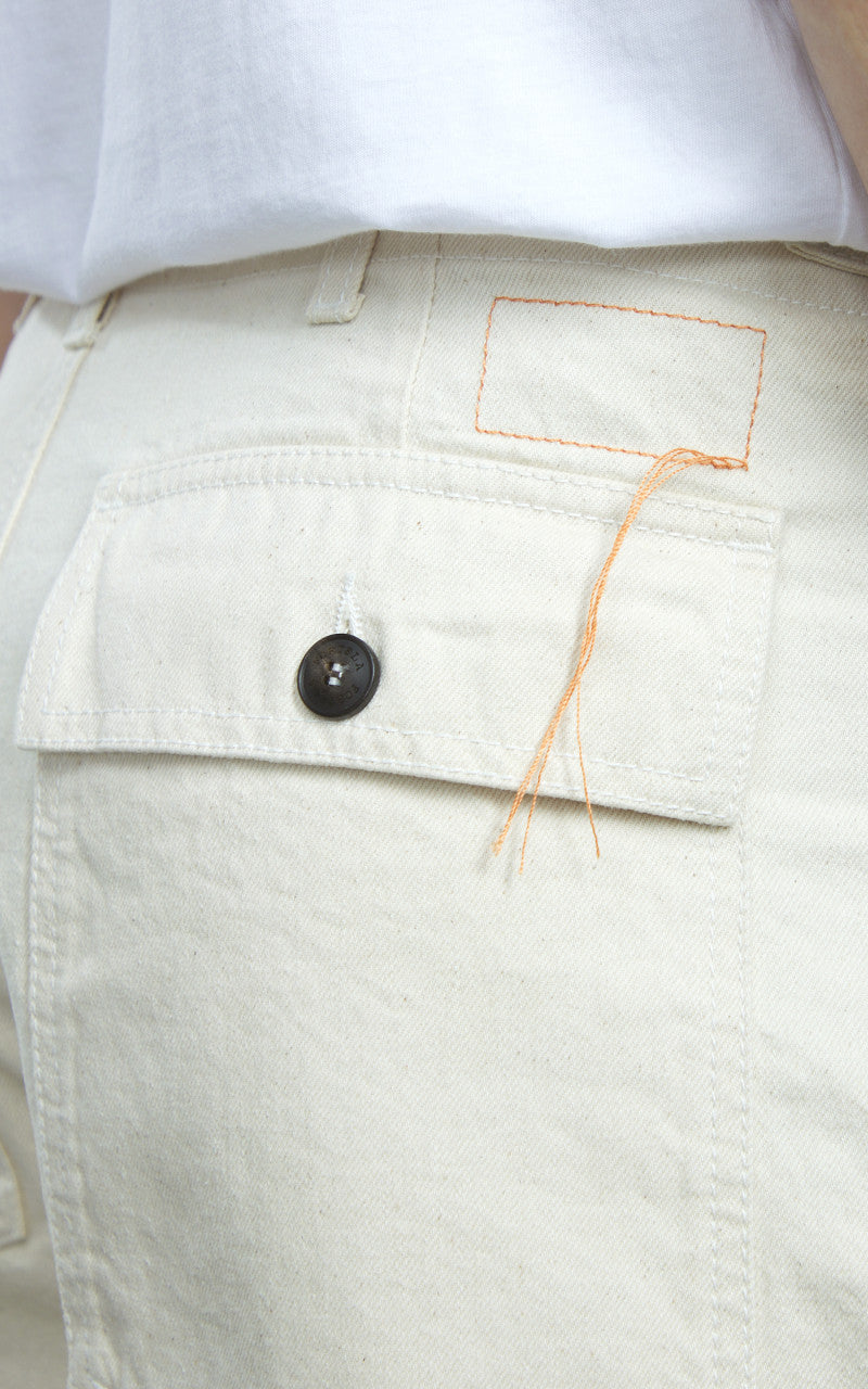Fortela New Fatigue Pants Selvedge Denim Off White 12.5oz