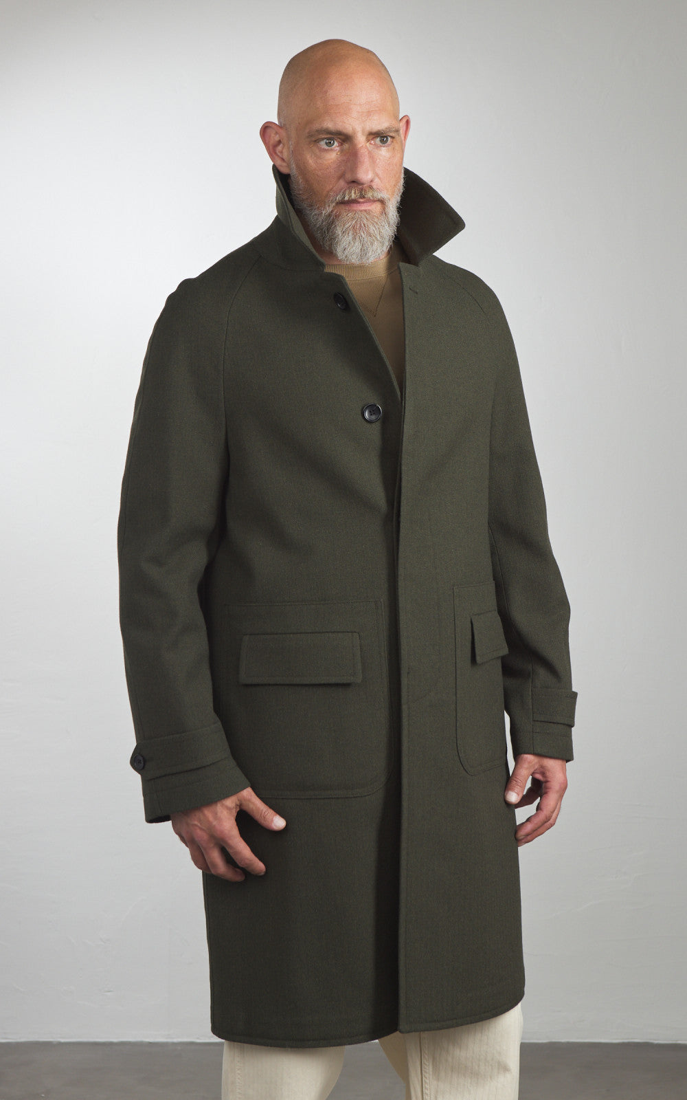 Fortela Amedeo Single-Breasted Wool Coat Green