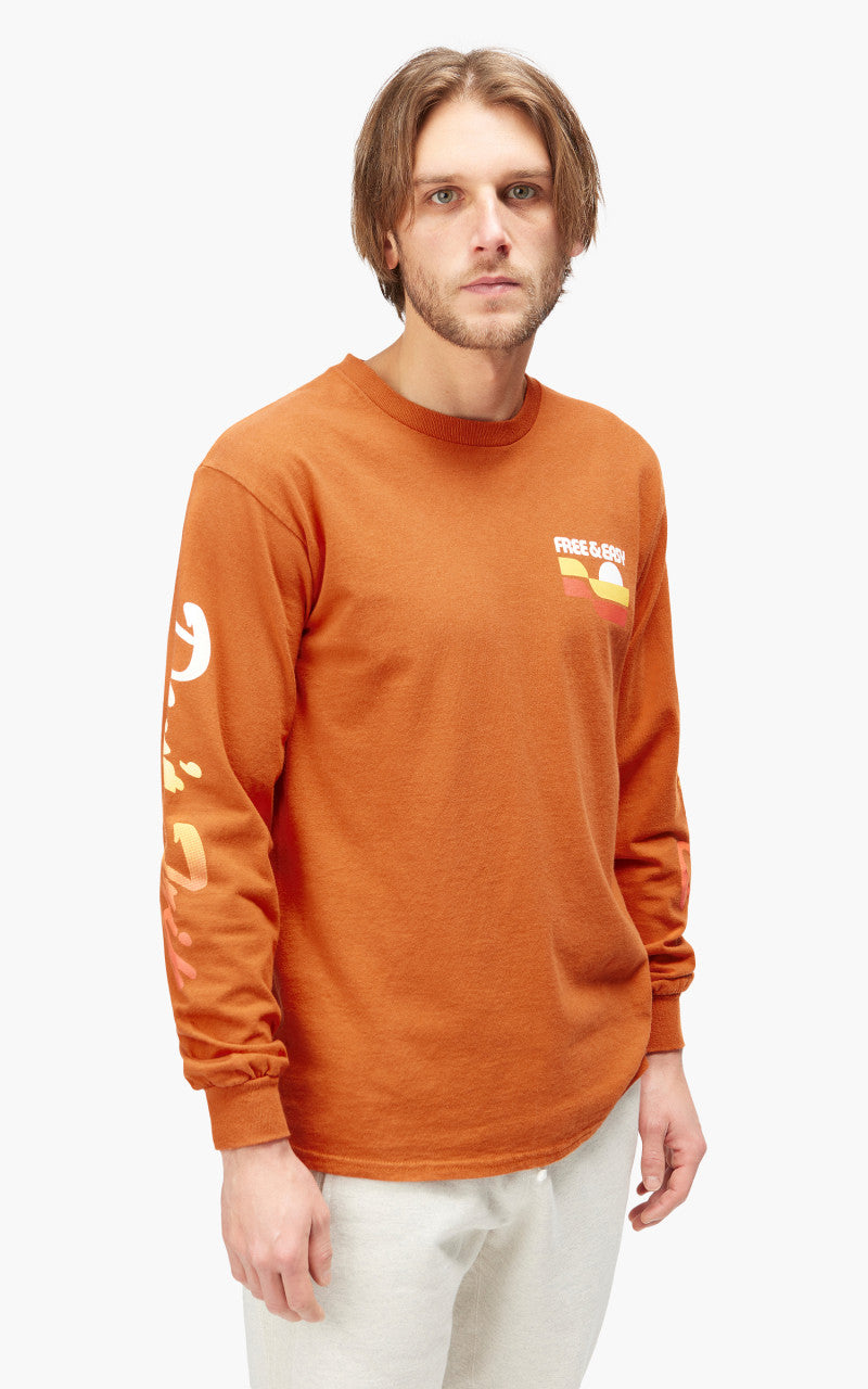 Free & Easy Sunset Waves L/S Tee Orange