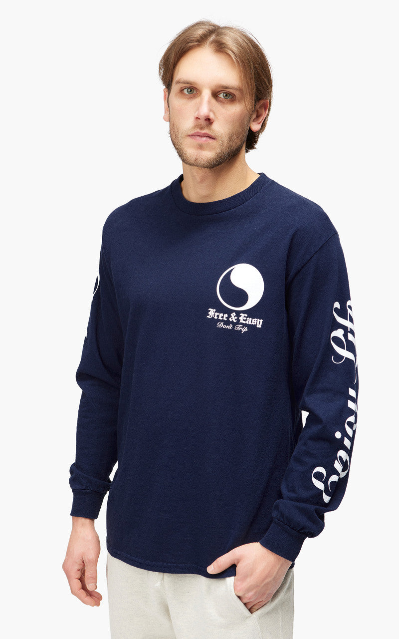 Free & Easy Olde English L/S Tee Navy