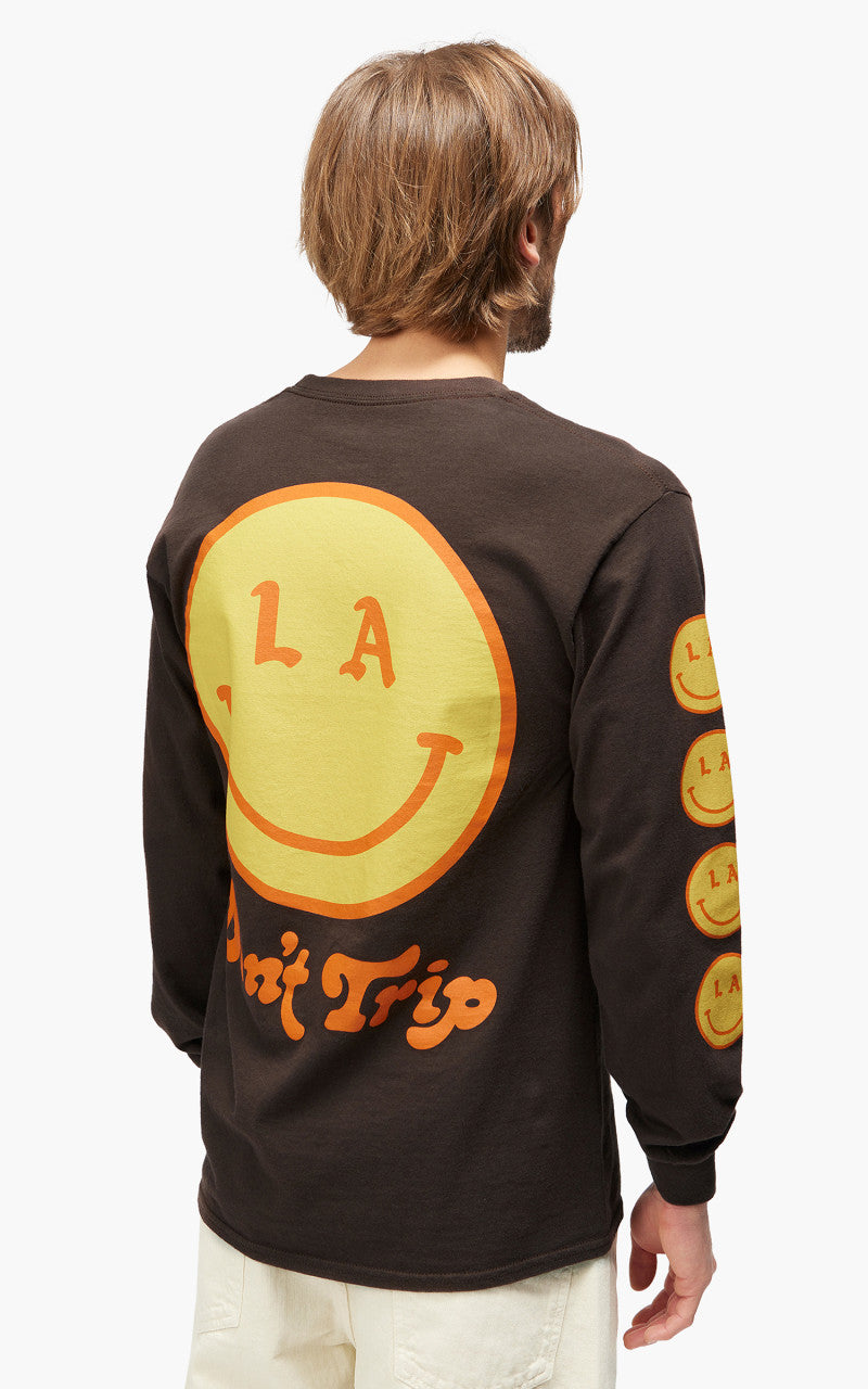 Free & Easy Be Happy L/S Tee Brown