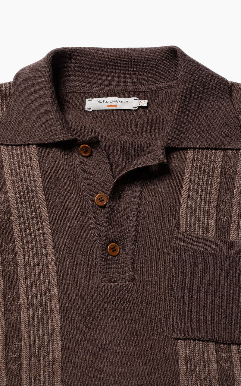Nudie Jeans Frippe Polo Shirt Brown
