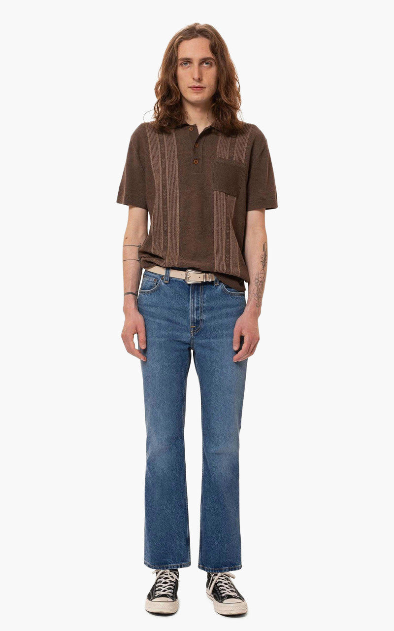 Nudie Jeans Frippe Polo Shirt Brown