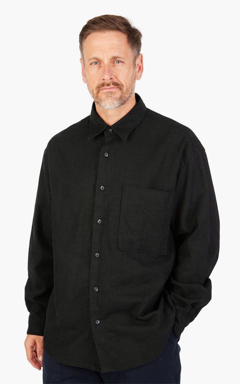 FrizmWORKS Linen Relaxed Shirt Black
