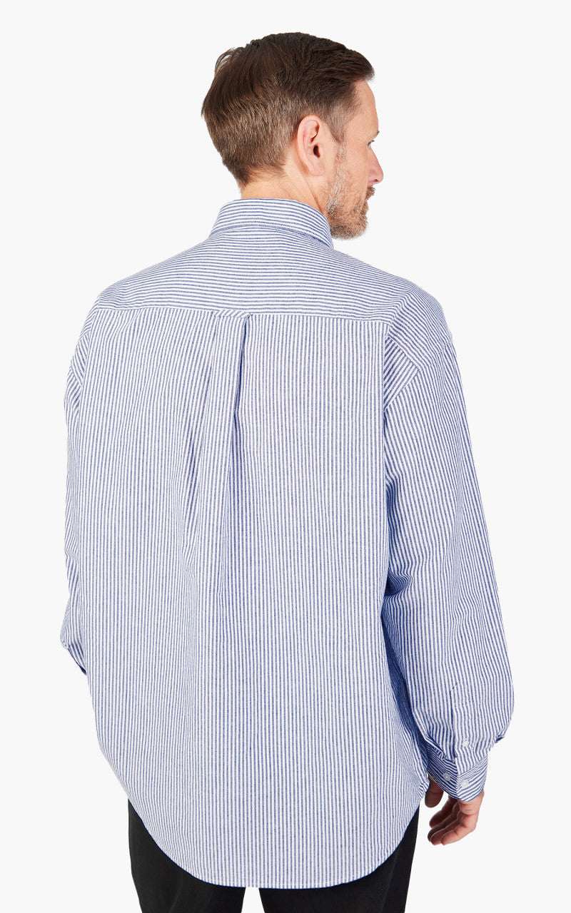 FrizmWORKS Stripe Cotton Relaxed Shirt Blue