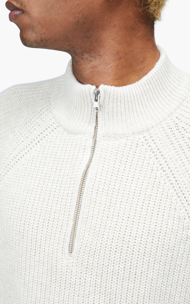 FrizmWORKS Half Zip Mock Neck Sweater Oatmeal