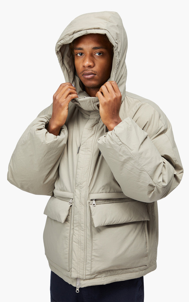 FrizmWORKS Hooded Puffer Down Parka Taupe