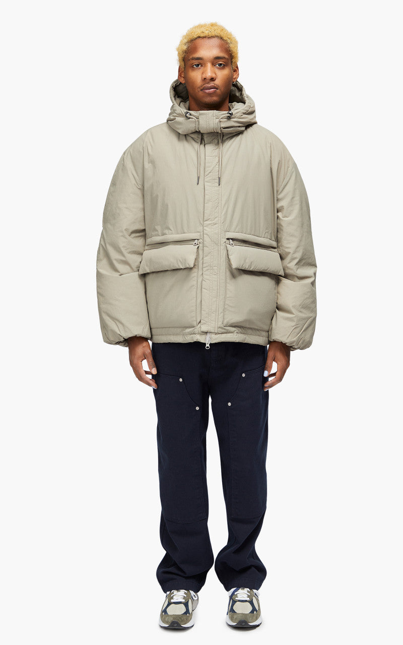 FrizmWORKS Hooded Puffer Down Parka Taupe