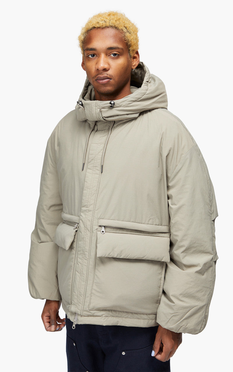 FrizmWORKS Hooded Puffer Down Parka Taupe