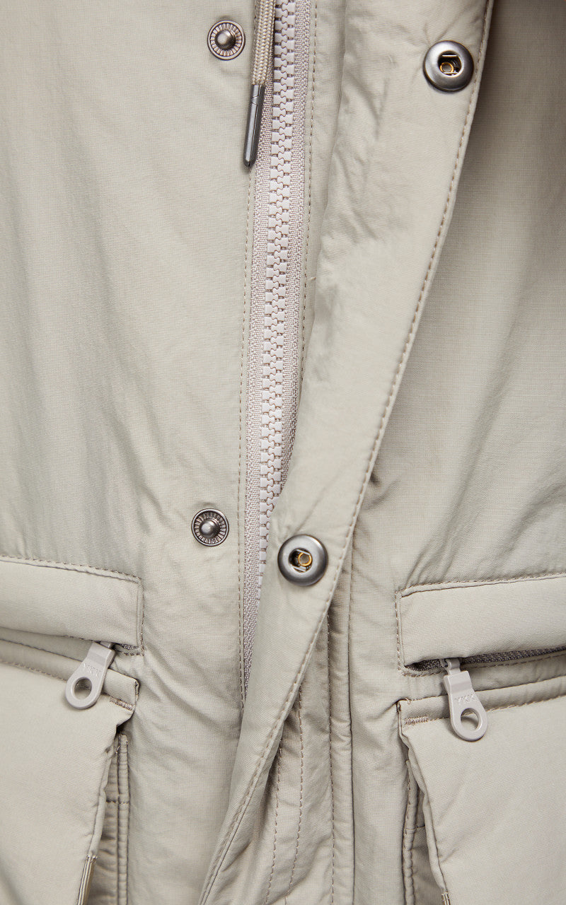 FrizmWORKS Hooded Puffer Down Parka Taupe