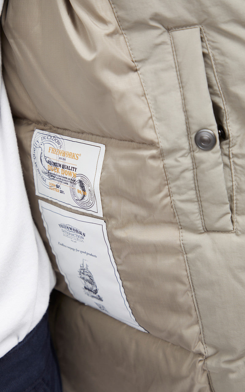 FrizmWORKS Hooded Puffer Down Parka Taupe