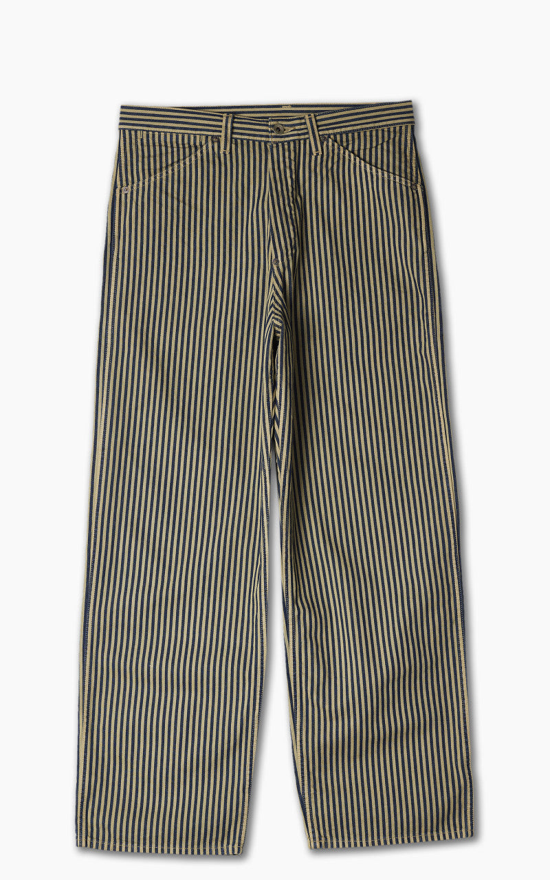 Fullcount 1129-3 Brown Hickory Cinch Back Work Pants Indigo Blue/Brown