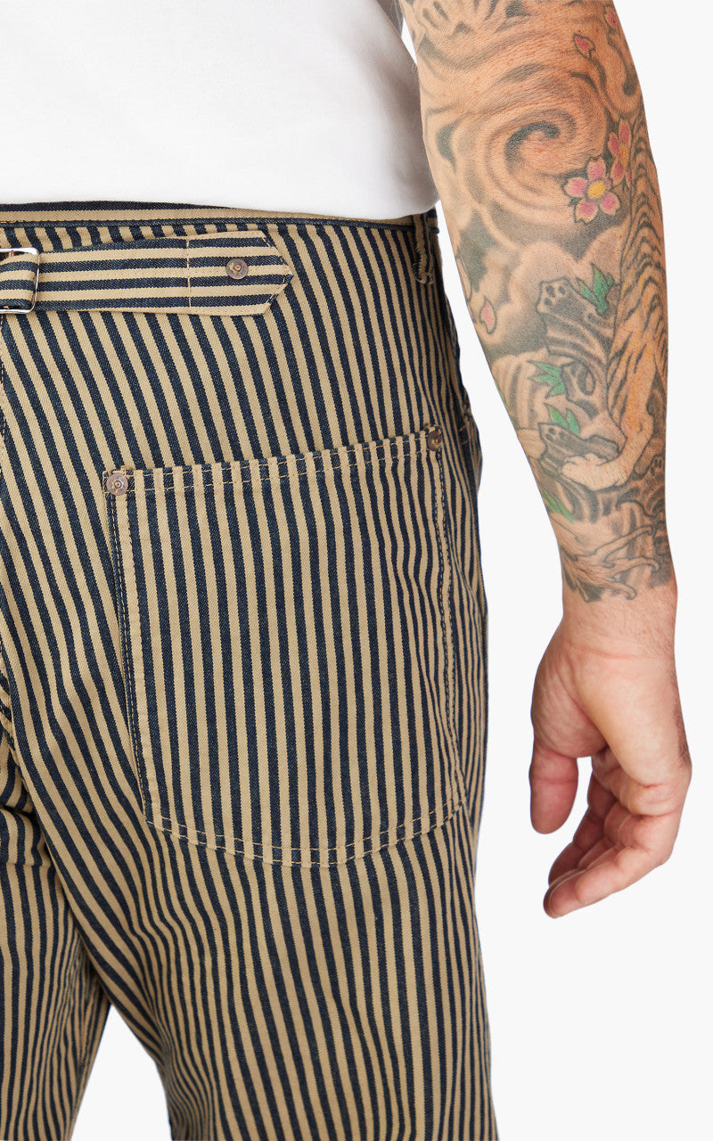 Fullcount 1129-3 Brown Hickory Cinch Back Work Pants Indigo Blue/Brown