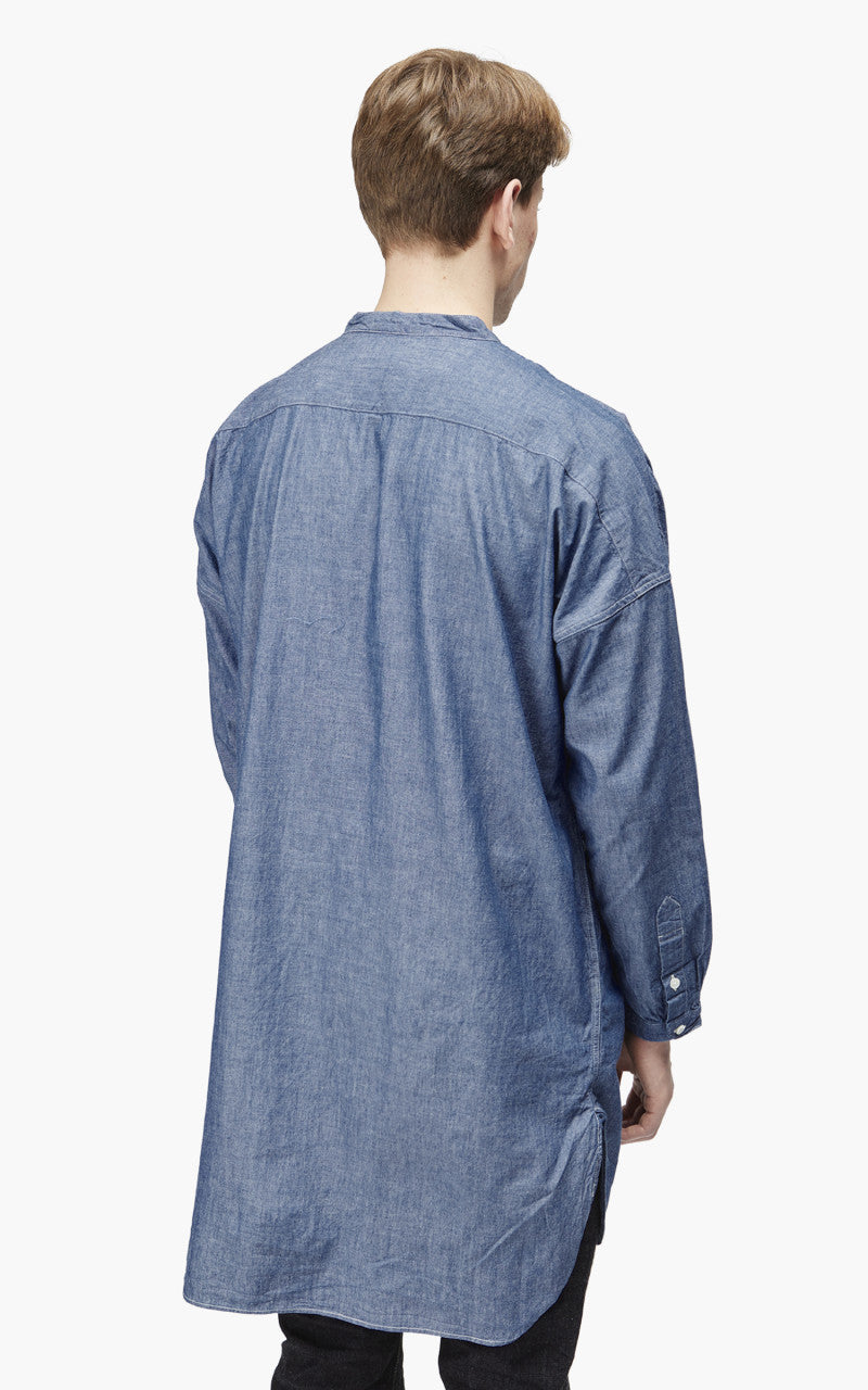 Fullcount 4065-1 Relax Chambray Band Collar Long Shirt Indigo