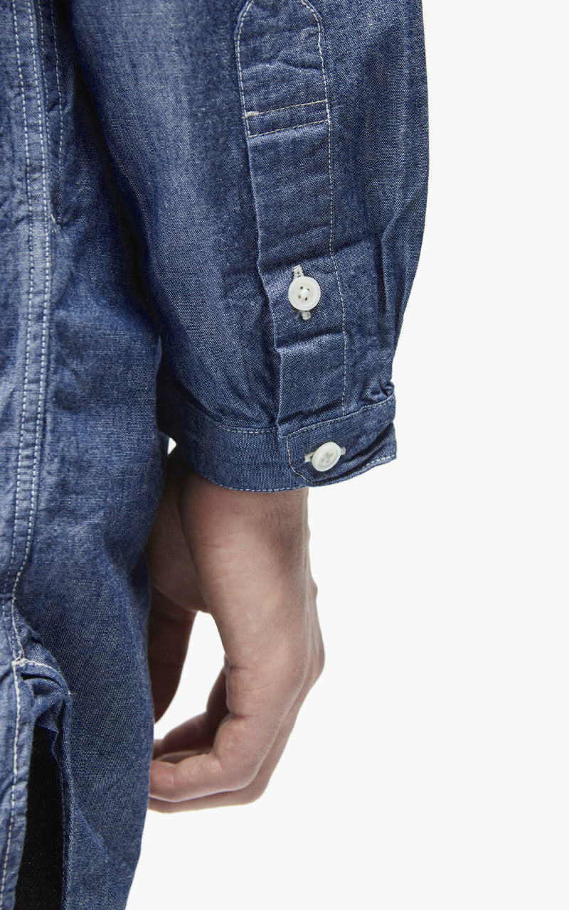 Fullcount 4065-1 Relax Chambray Band Collar Long Shirt Indigo