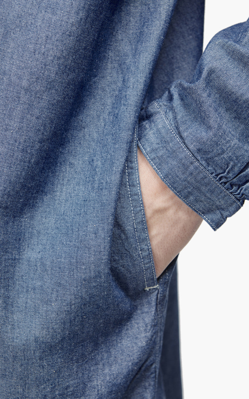 Fullcount 4065-1 Relax Chambray Band Collar Long Shirt Indigo