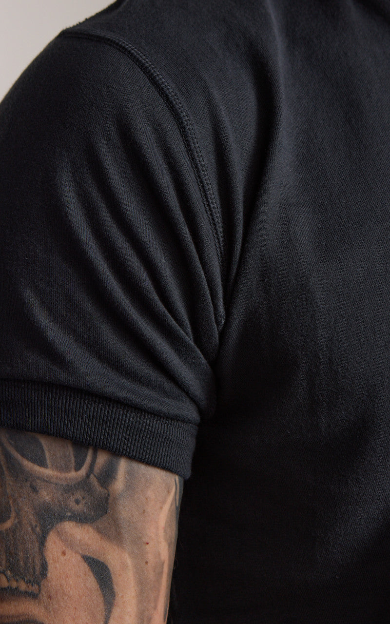 Fullcount 5222H-21 Flat Seam Heavyweight Henley T-Shirt Ink Black