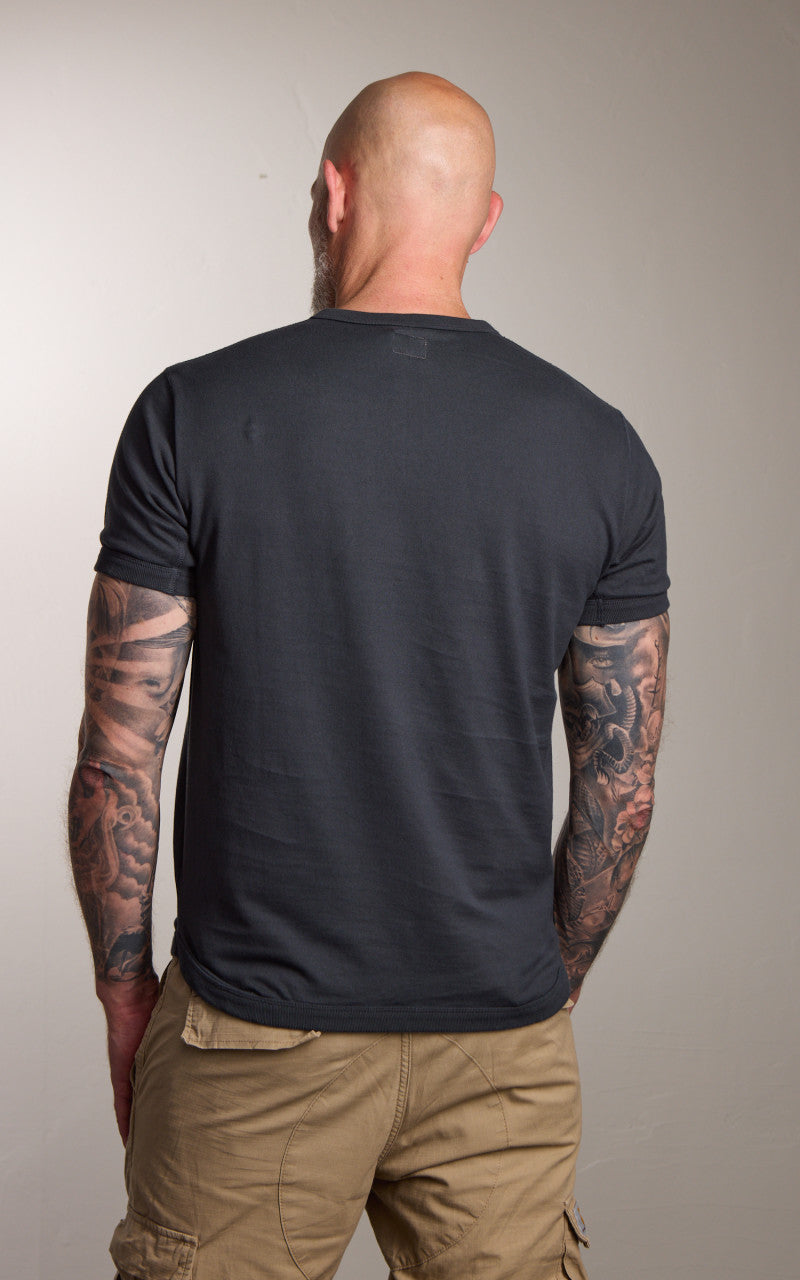 Fullcount 5222H-21 Flat Seam Heavyweight Henley T-Shirt Ink Black