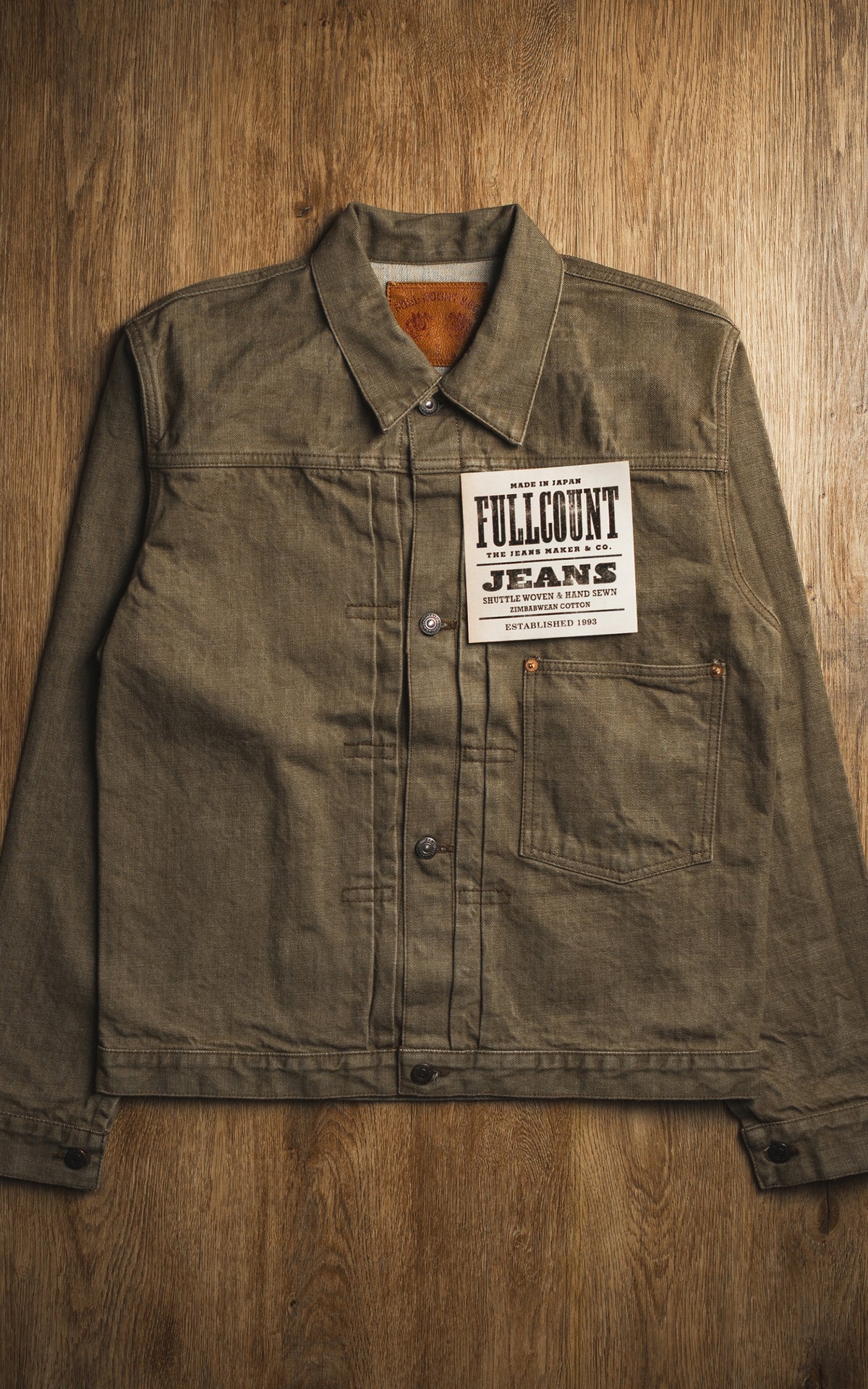Fullcount 2107OD Type 1 Selvedge Denim Jacket Olive Drab