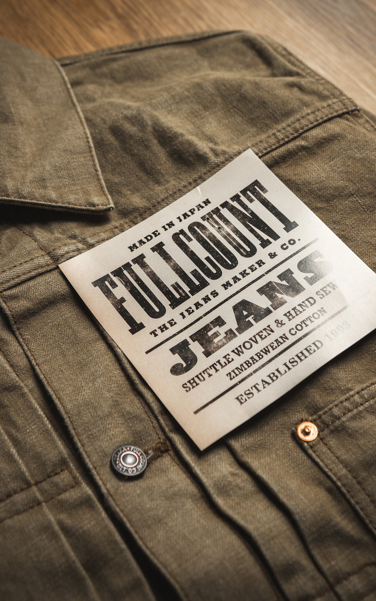 Fullcount 2107OD Type 1 Selvedge Denim Jacket Olive Drab
