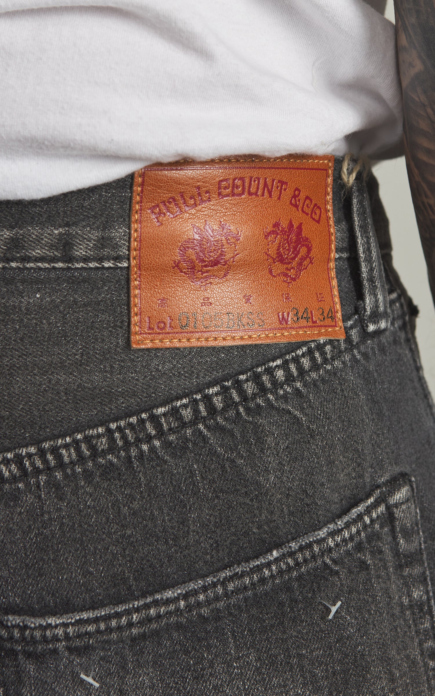 Fullcount 0105BKSSHW Wide Super Smooth Selvedge Denim Dartford Black