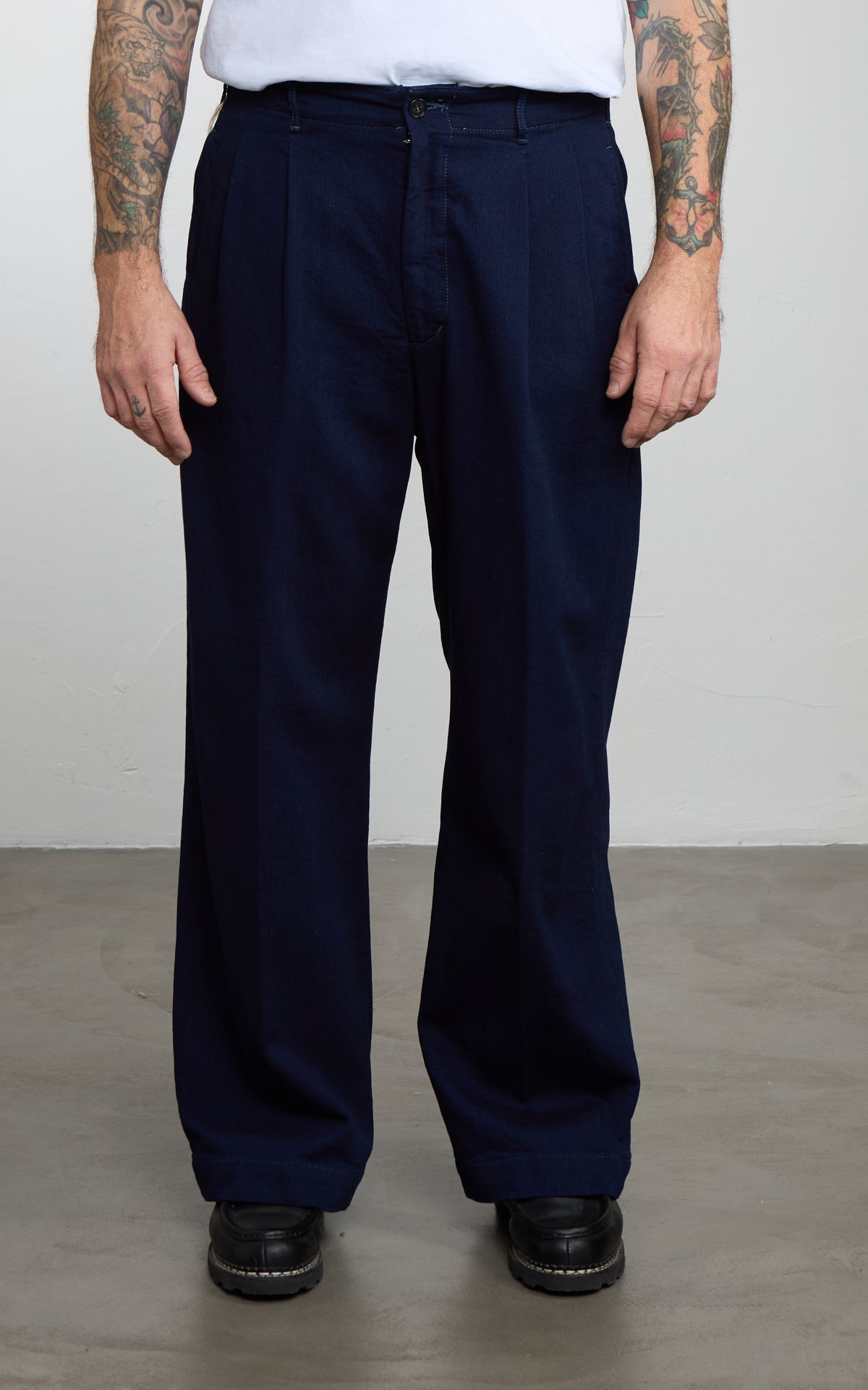 Fullcount 1146-1 Indigo Pique Wide Tuck Trouser Indigo Blue