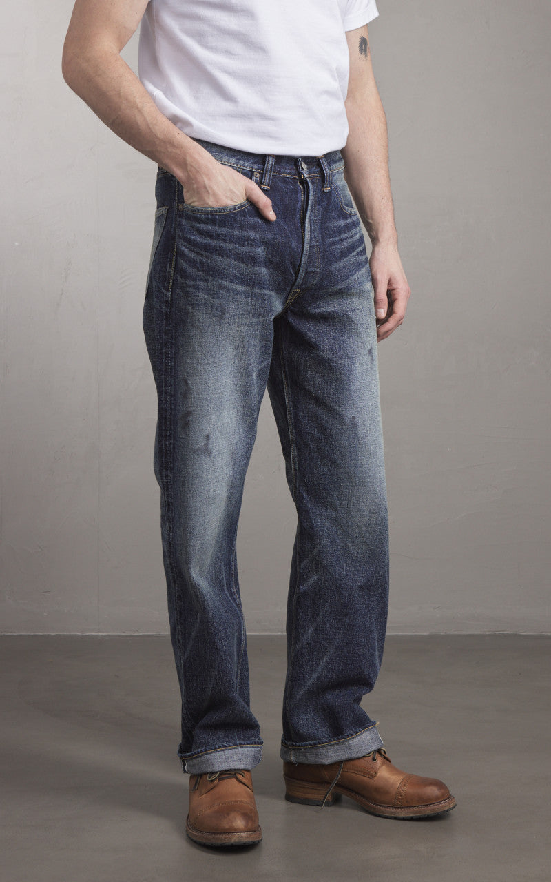 Fullcount 1345-0105 Wide Denim Fear Of The Dark Washed Indigo Blue