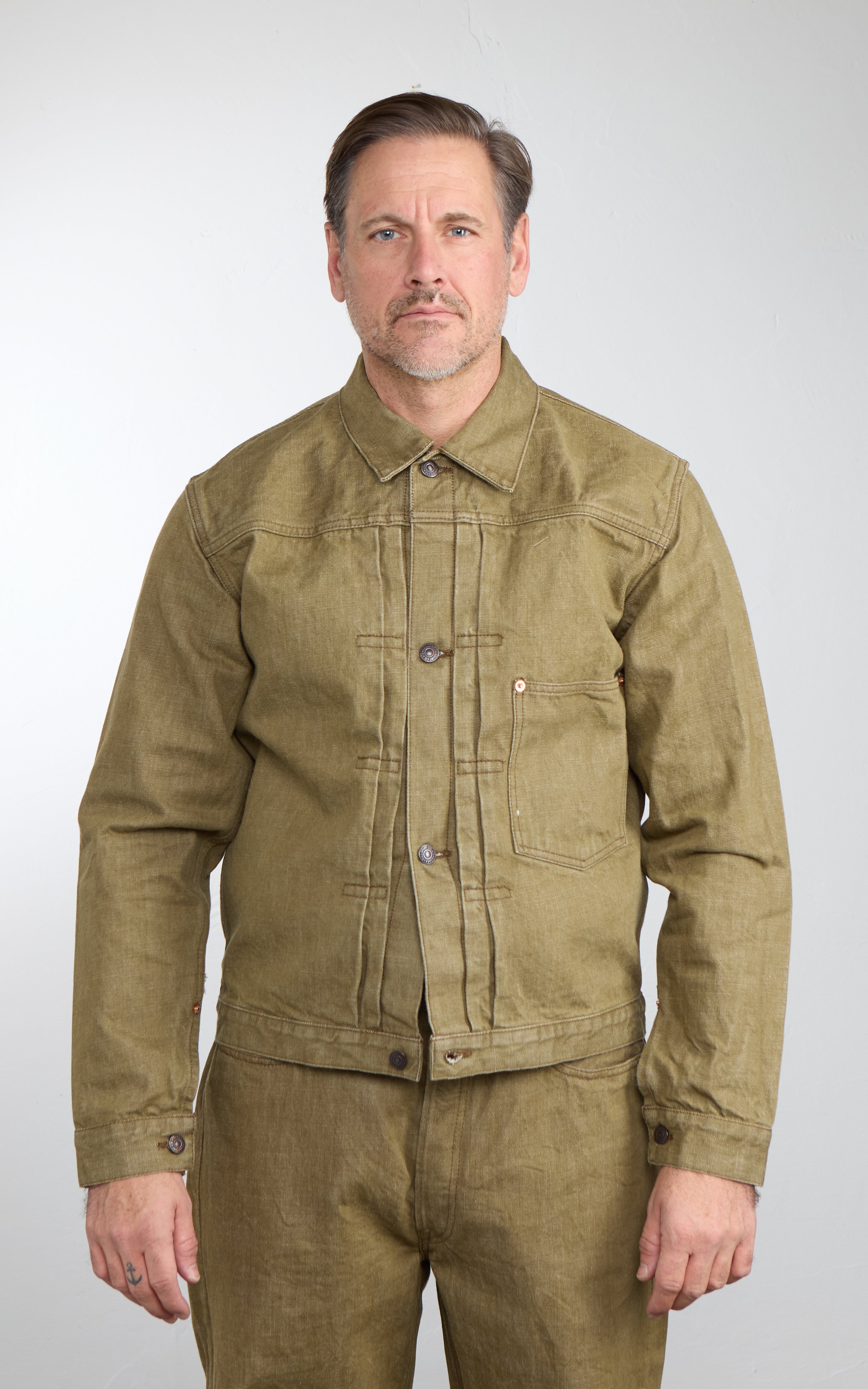 Fullcount 2107OD Type 1 Selvedge Denim Jacket Olive Drab