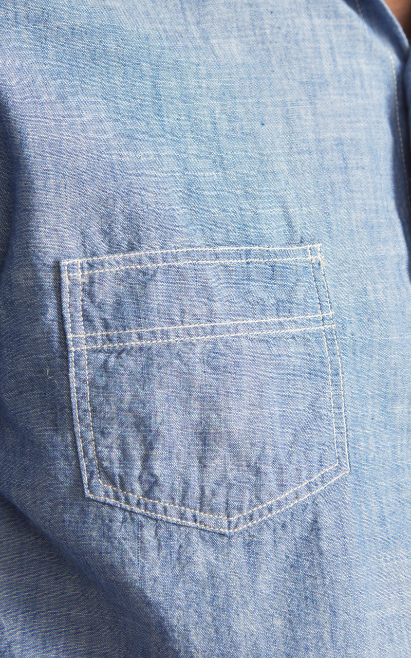 Fullcount 4091 20s Short Chambray Shirt Blue